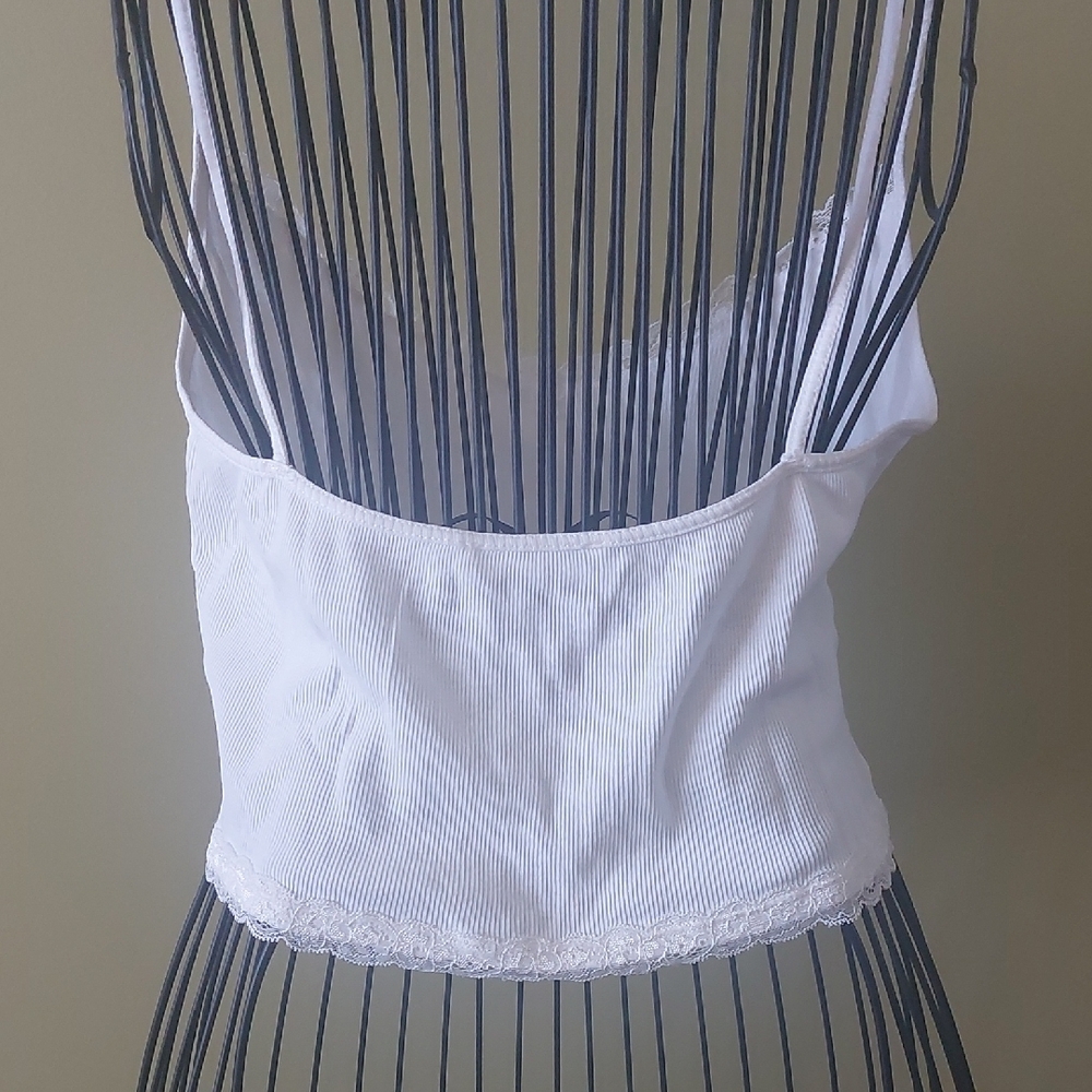NWOT, TERRANOVA Size XL, Elegant White Lace Trimmed Women's Top, 100% Cotton - Picture 4 of 8